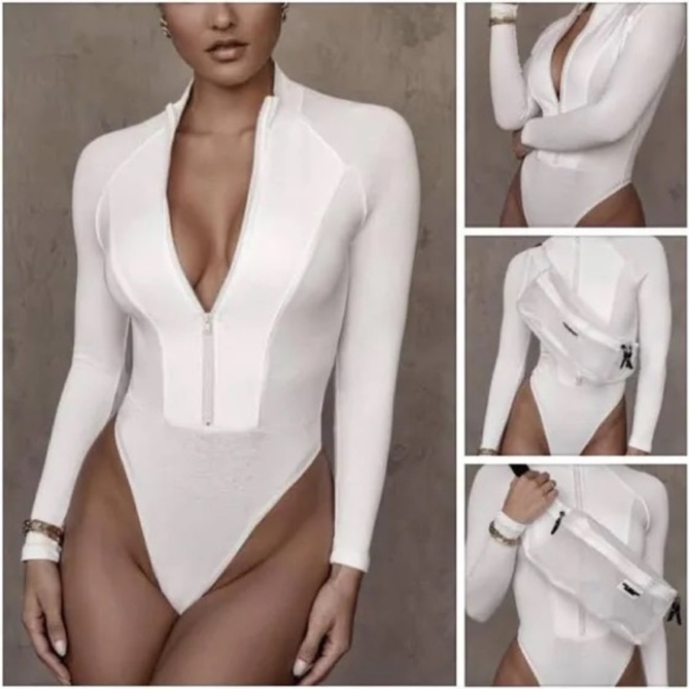 White Long-sleeve body suit